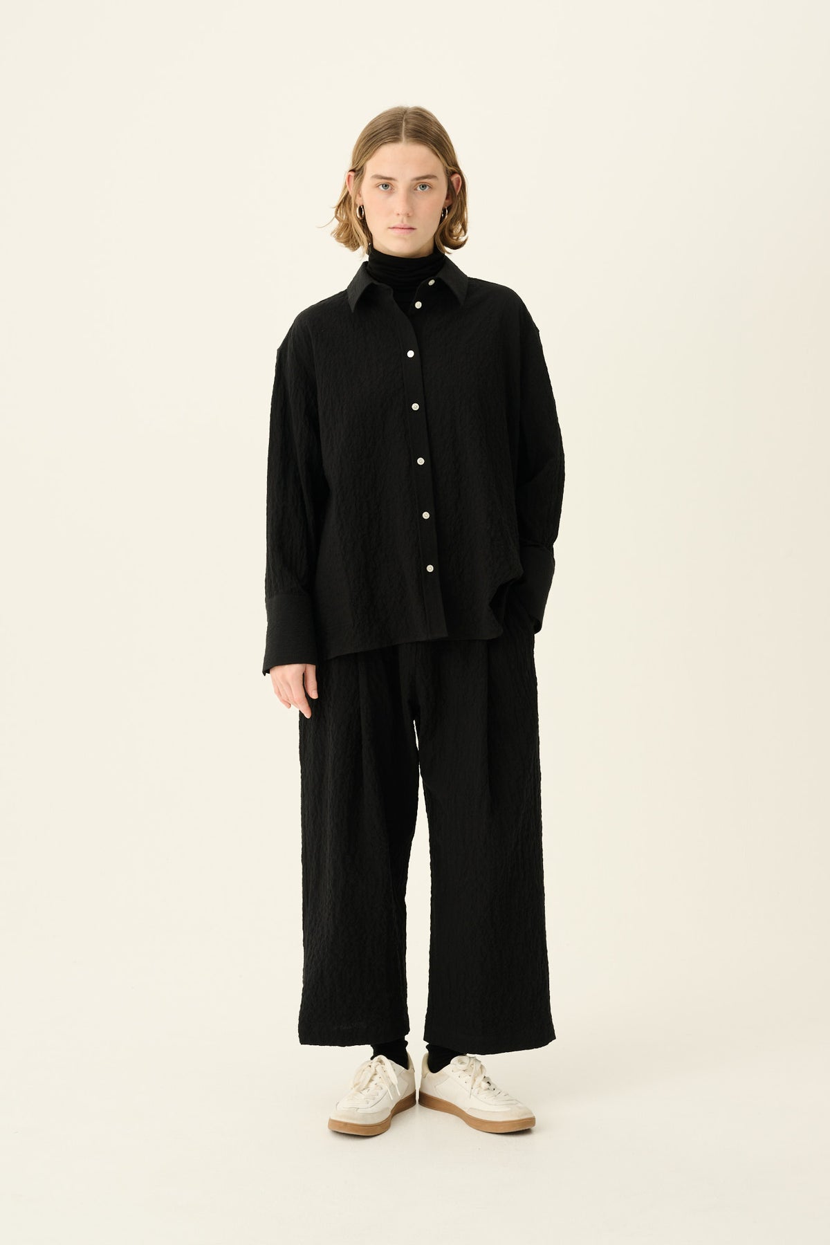 Rue de Tokyo SEKE CRUSHED COTTON Shirts BLACK