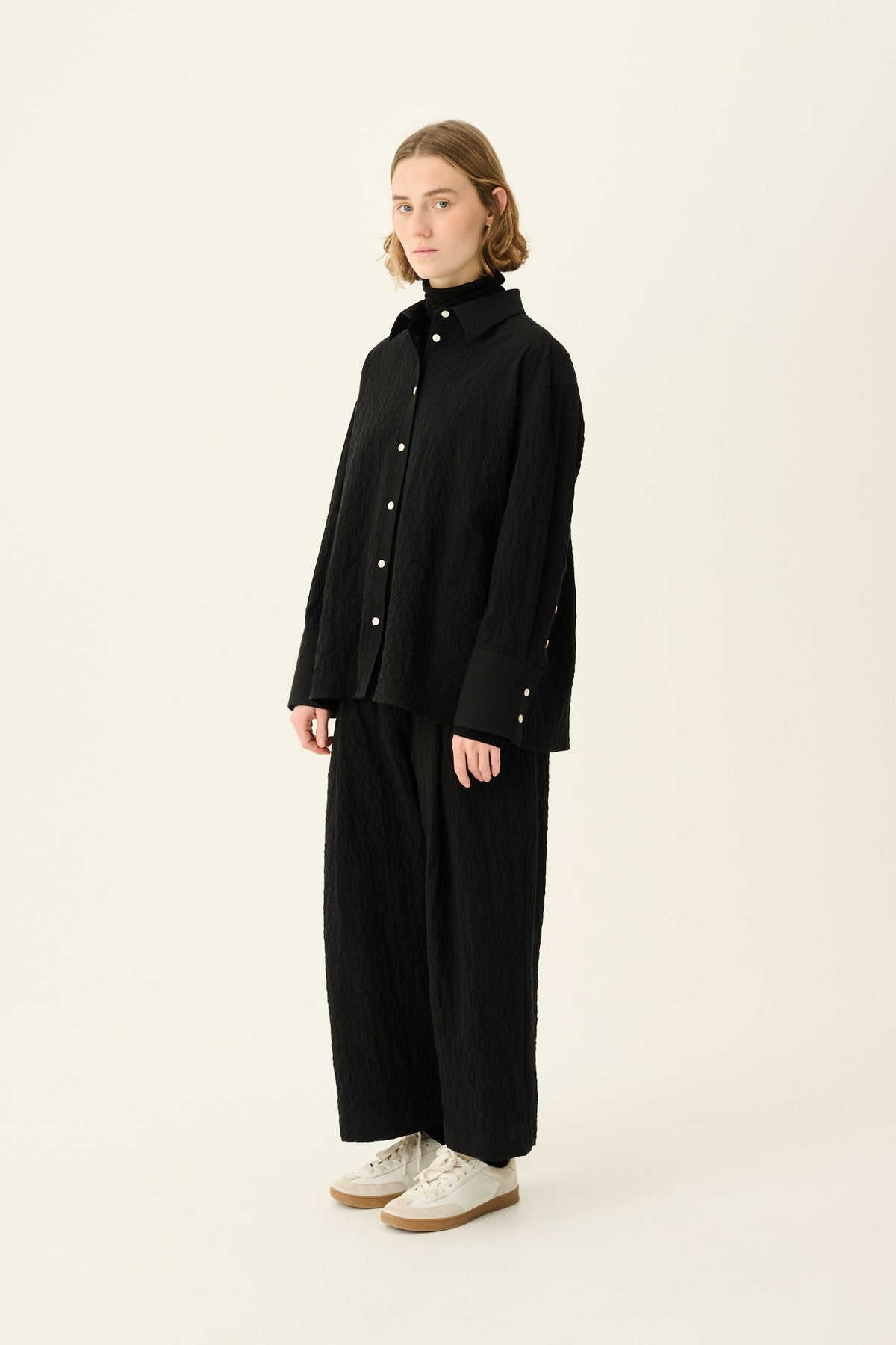Rue de Tokyo SEKE CRUSHED COTTON Shirts BLACK