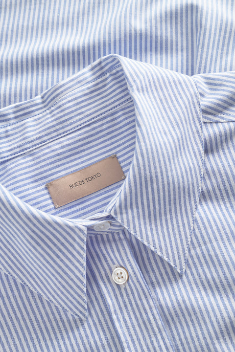 Rue de Tokyo SEKI OXFORD DOUBLE STRIPE SHIRTS WHITE BLUE STRIPE