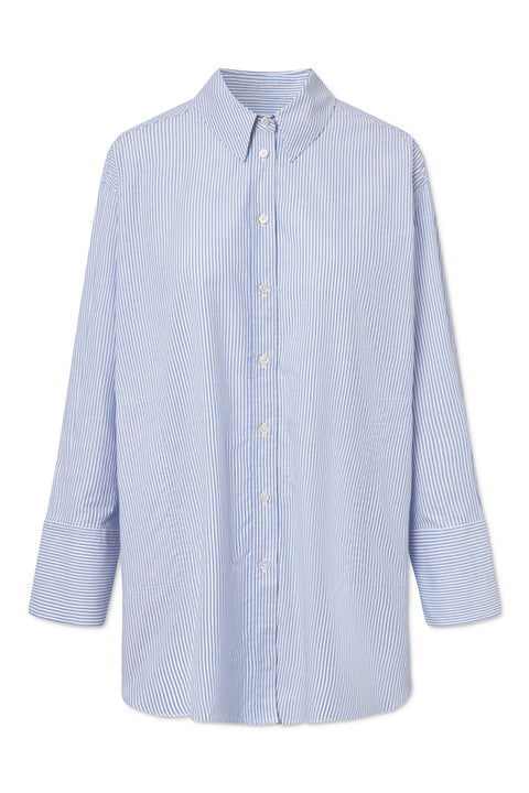 Rue de Tokyo SEKI OXFORD DOUBLE STRIPE SHIRTS WHITE BLUE STRIPE