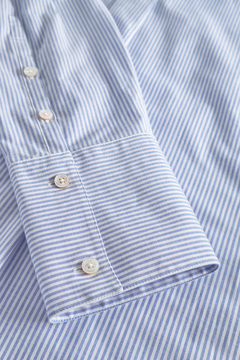 Rue de Tokyo SEKI OXFORD DOUBLE STRIPE SHIRTS WHITE BLUE STRIPE