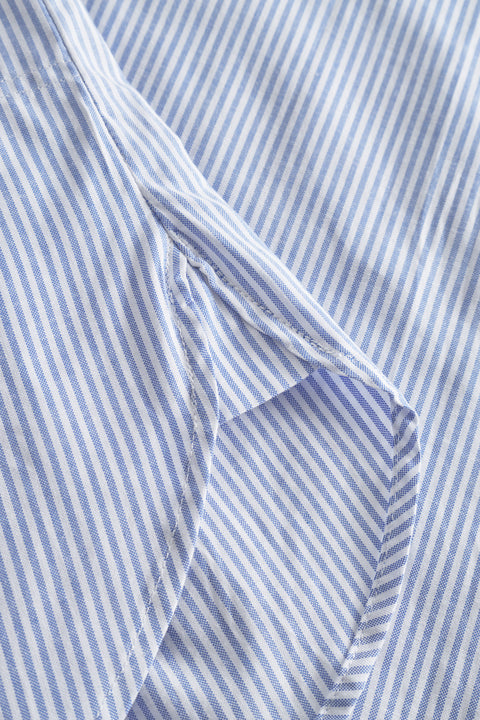 Rue de Tokyo SEKI OXFORD DOUBLE STRIPE SHIRTS WHITE BLUE STRIPE