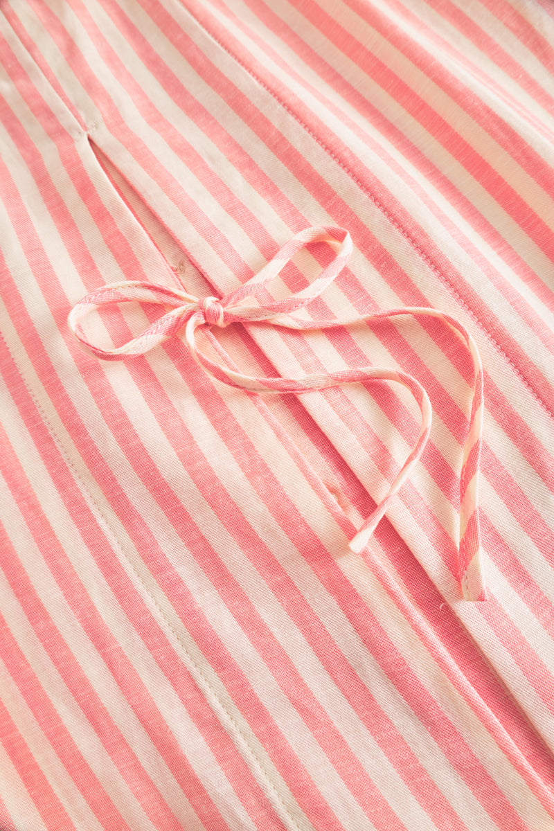Rue de Tokyo SELIA LINEN TENCEL STRIPE SHIRTS CORAL IVORY STRIPE