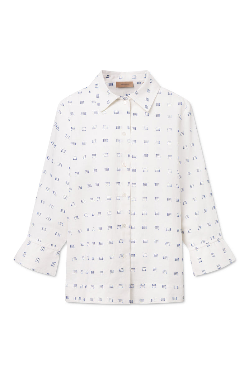 Rue de Tokyo SELIA TRIPLE DOT STRIPE SHIRTS WHITE BLUE STRIPE