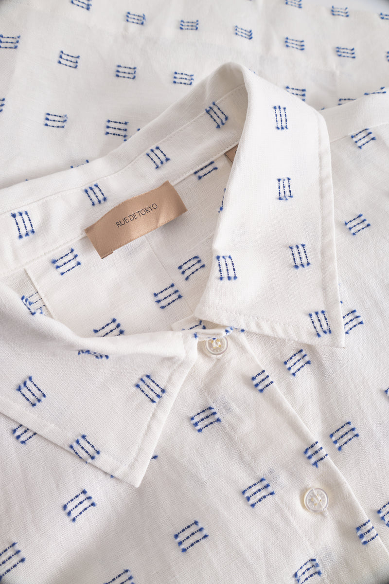 Rue de Tokyo SELIA TRIPLE DOT STRIPE SHIRTS WHITE BLUE STRIPE