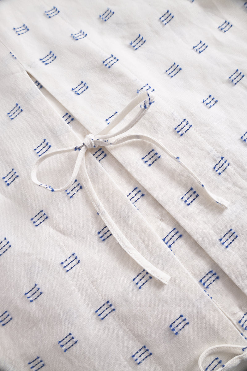 Rue de Tokyo SELIA TRIPLE DOT STRIPE SHIRTS WHITE BLUE STRIPE