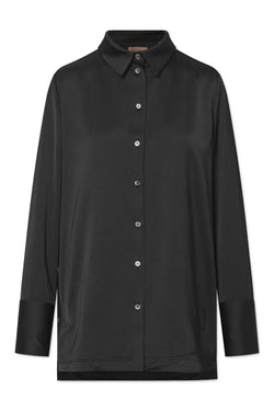 Rue de Tokyo SELIE HEAVY VISCOSE SATIN SHIRTS BLACK