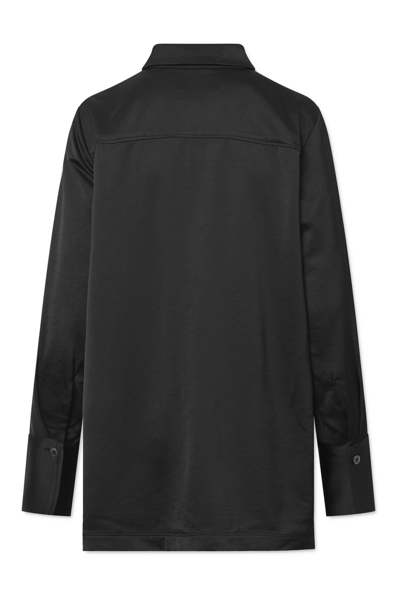 Rue de Tokyo SELIE HEAVY VISCOSE SATIN SHIRTS BLACK