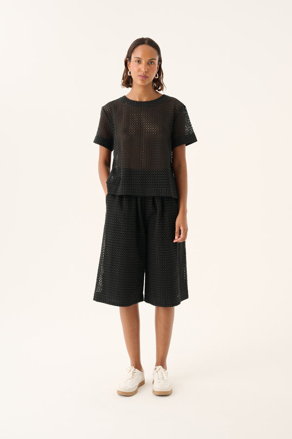 Rue de Tokyo SELIN BRODERIE ANGLAISE Shirts BLACK