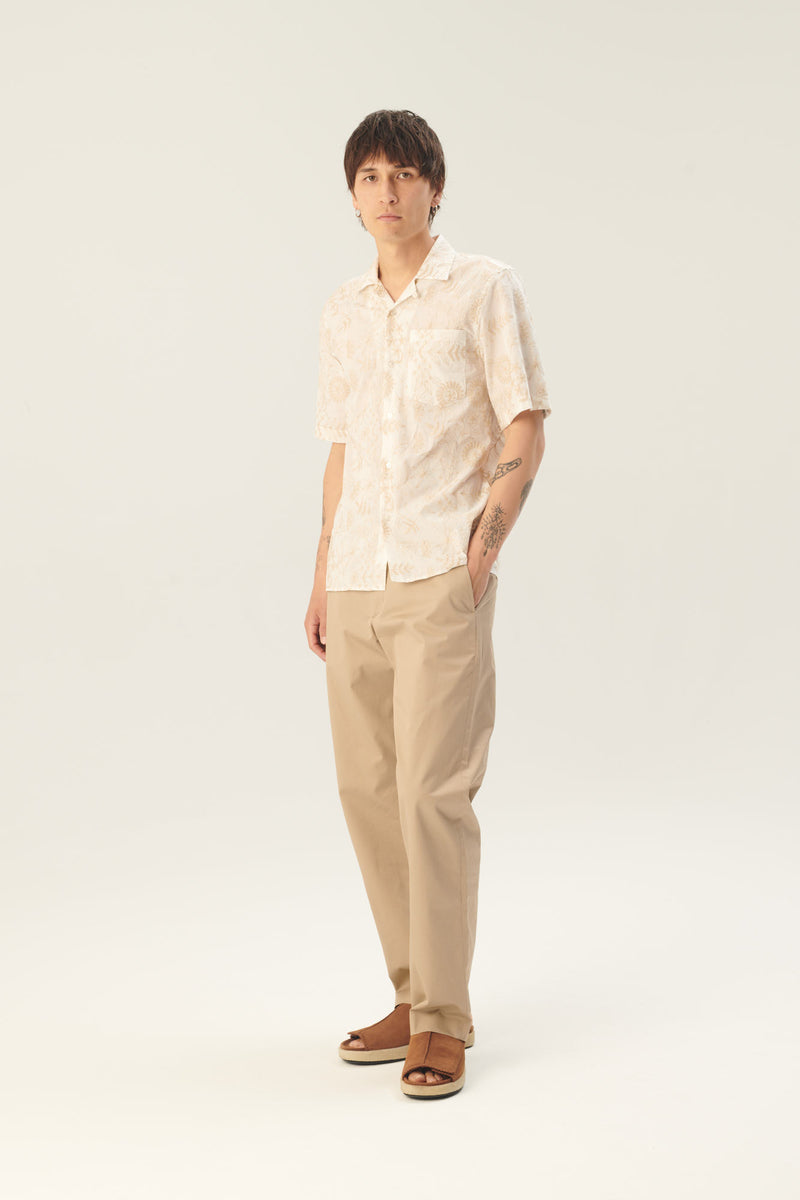 Rue de Tokyo SETH EMBROIDERED FLOWER SHIRTS SAND EMBROIDERY