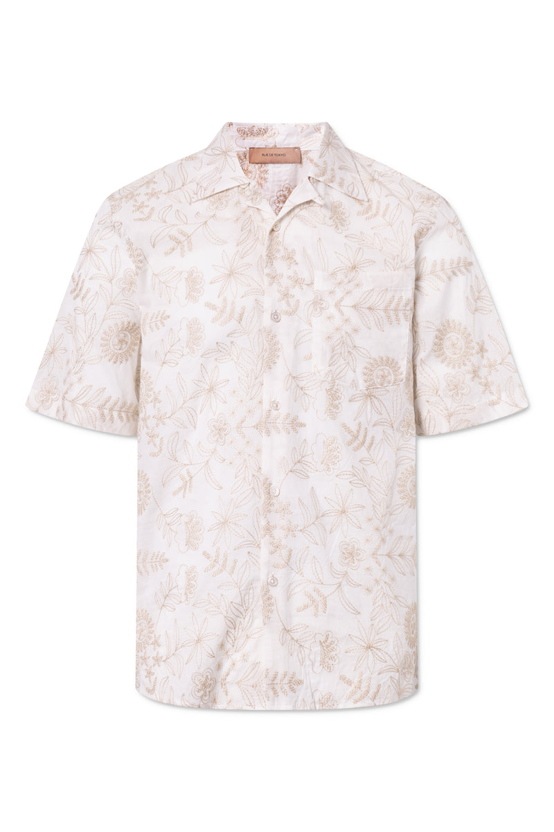 Rue de Tokyo SETH EMBROIDERED FLOWER SHIRTS SAND EMBROIDERY