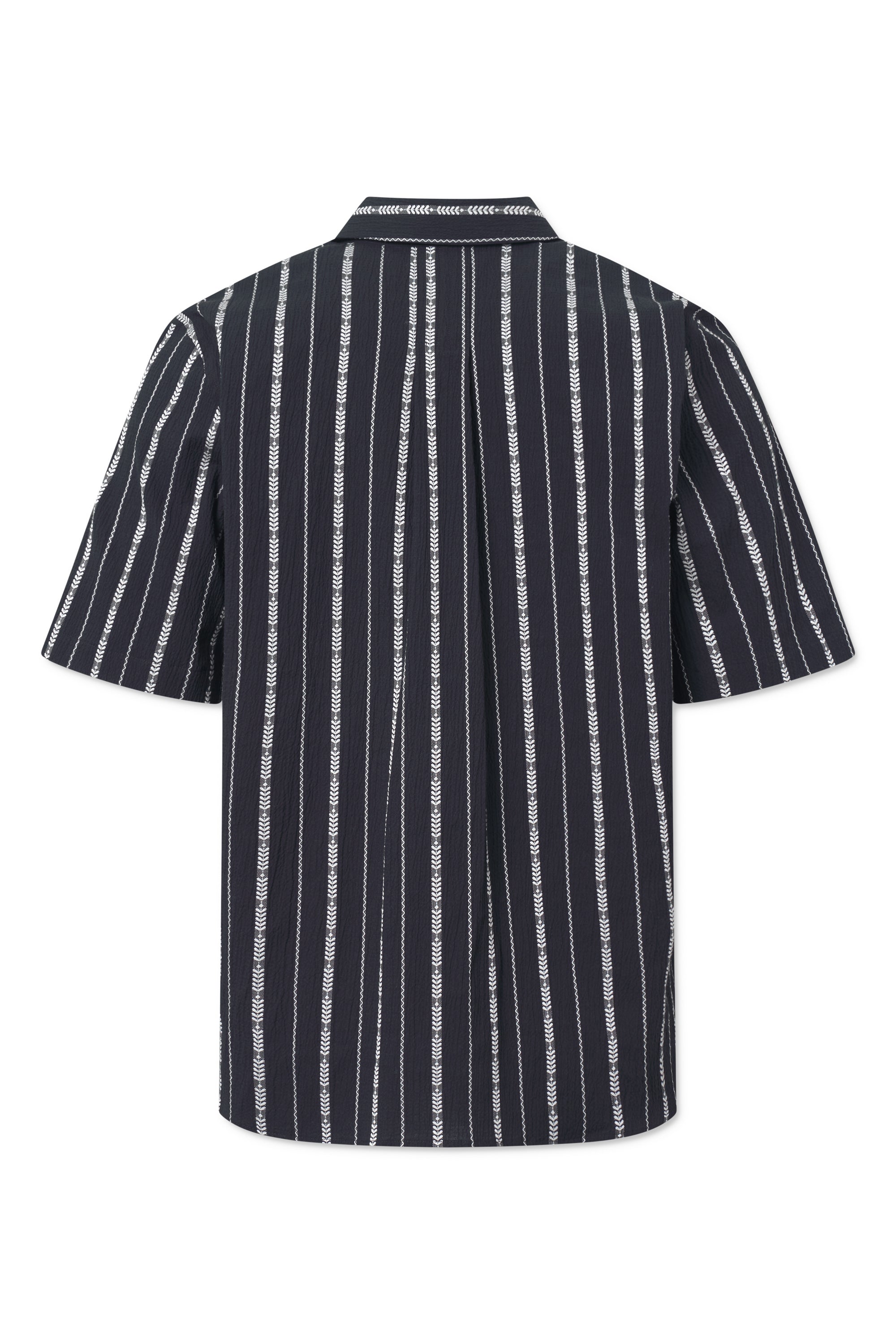 Rue de Tokyo SETH PATTERNED SEERSUCKER STRIPE SHIRTS BLACK ECRU STRIPE