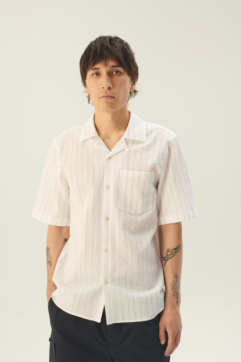 Rue de Tokyo SETH SAILOR STRIPE SHIRTS WHITE BLUE THIN STRIPE