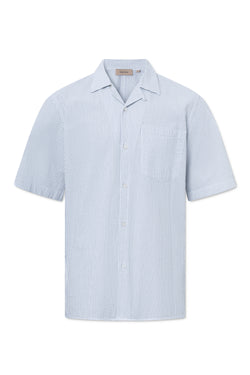 Rue de Tokyo SETH SEERSUCKER STRIPE SHIRTS WHITE / NAVY STRIPE