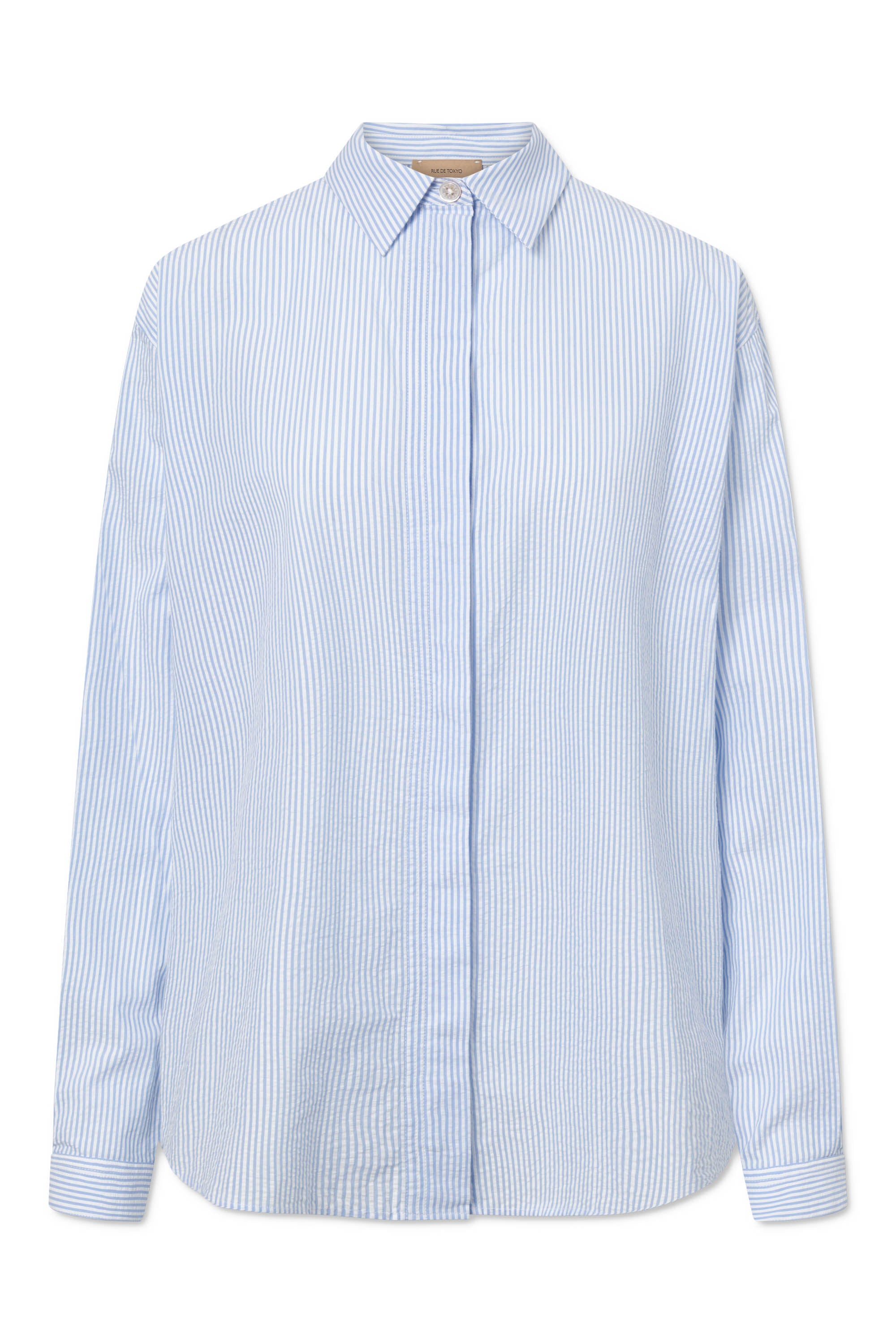 Rue de Tokyo SHELBY SOFT COTTON Shirts WHITE & LIGHT BLUE STR