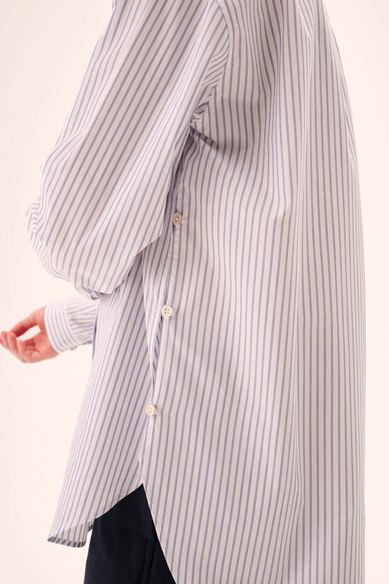 Rue de Tokyo SHELBY STRIPED SHIRTING Shirts NAVY TRIPLE STRIPE