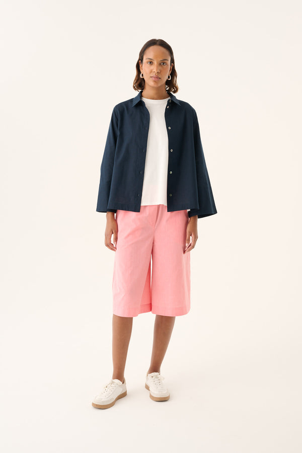 Rue de Tokyo SHIKA LIGHT LINEN SOLID Shirts INK BLUE