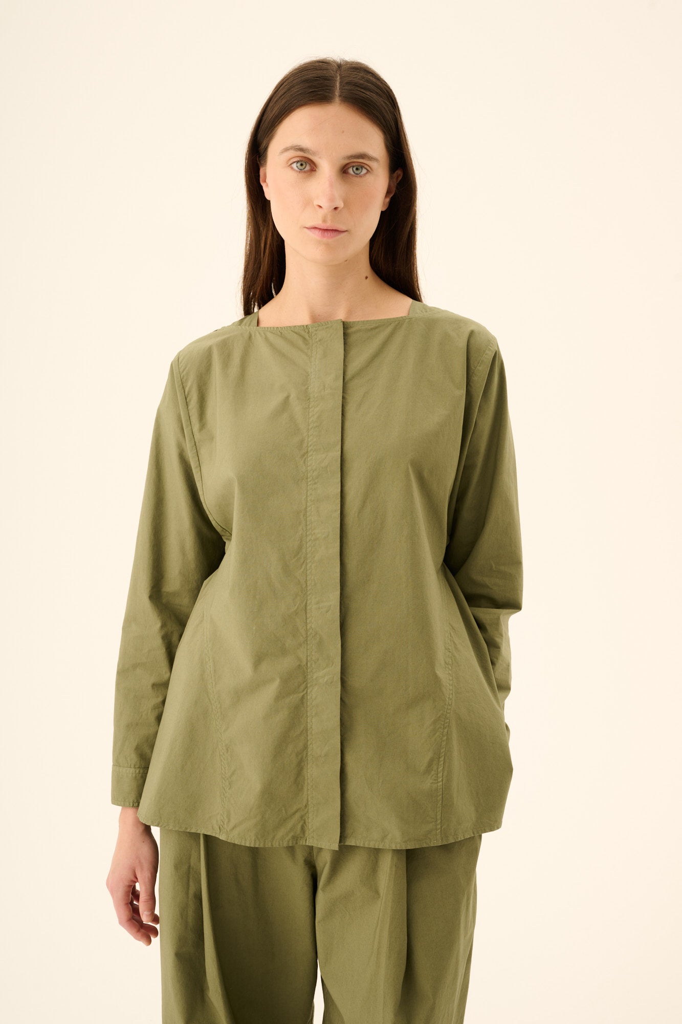 Rue de Tokyo SILJA GMTD POPLIN Blouses MOSS GREEN
