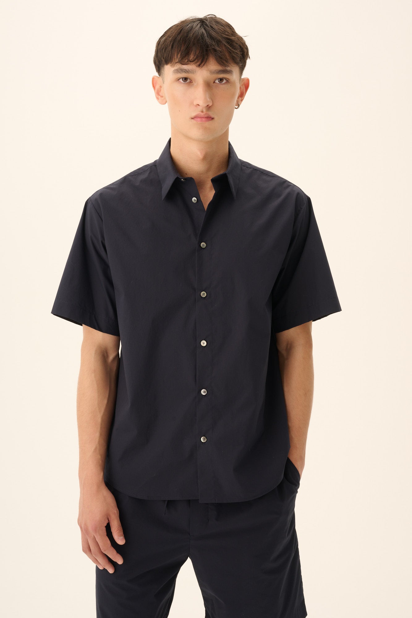 Rue de Tokyo SILVIO-MAISON SOLID POPLIN Shirts NAVY