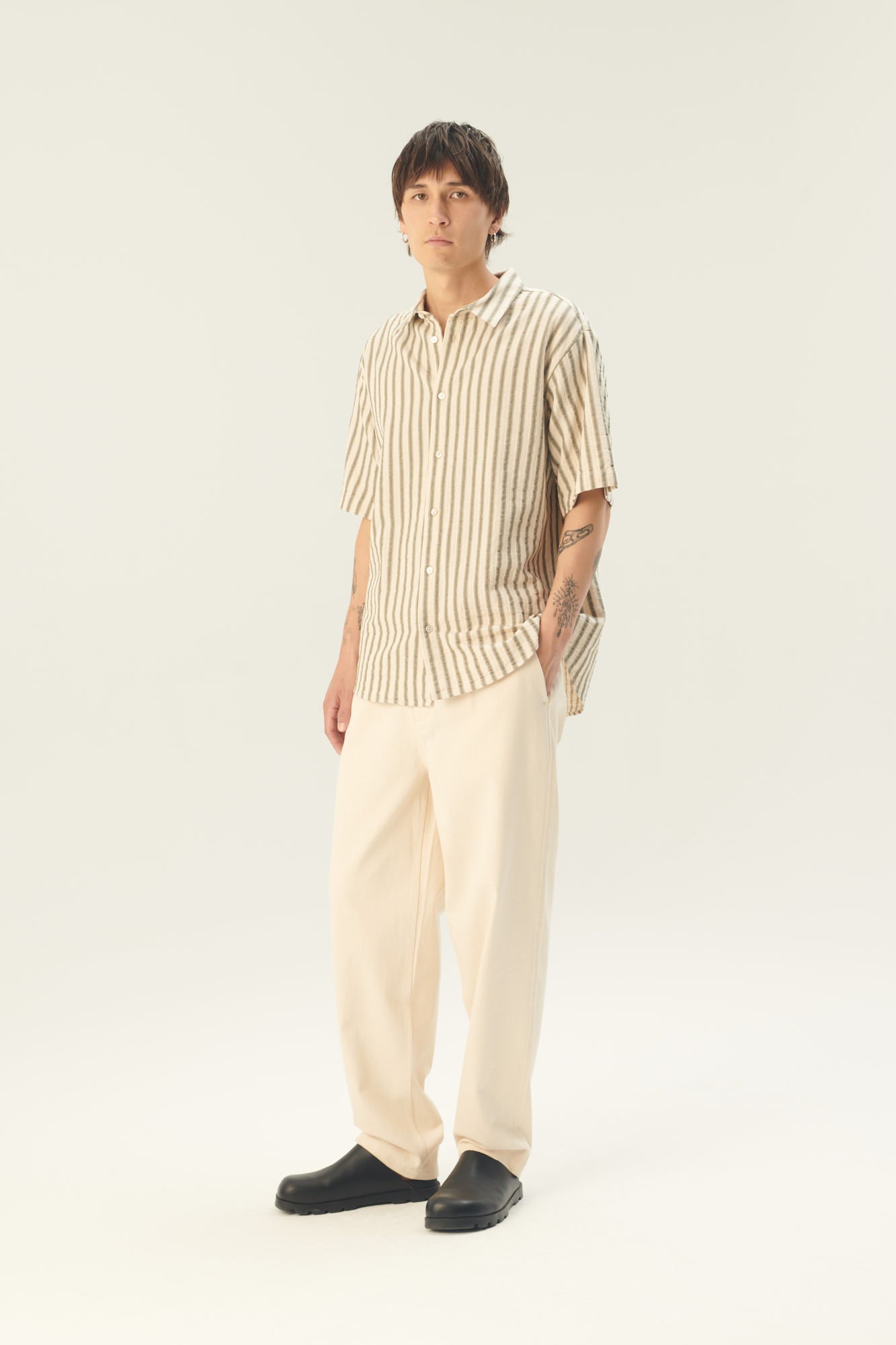 Rue de Tokyo SILVIO COTTON LINEN STRIPE SHIRTS