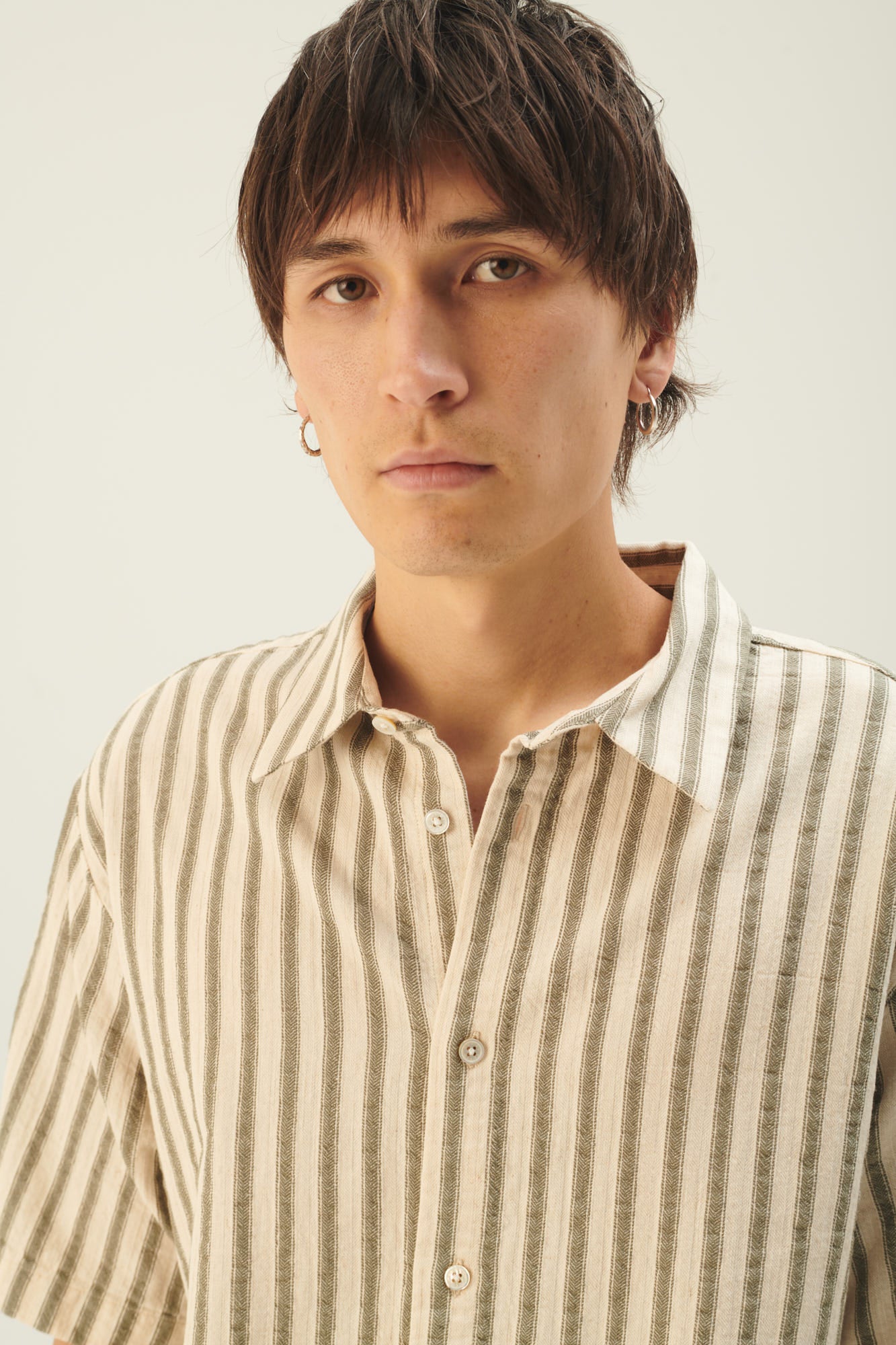 Rue de Tokyo SILVIO COTTON LINEN STRIPE SHIRTS