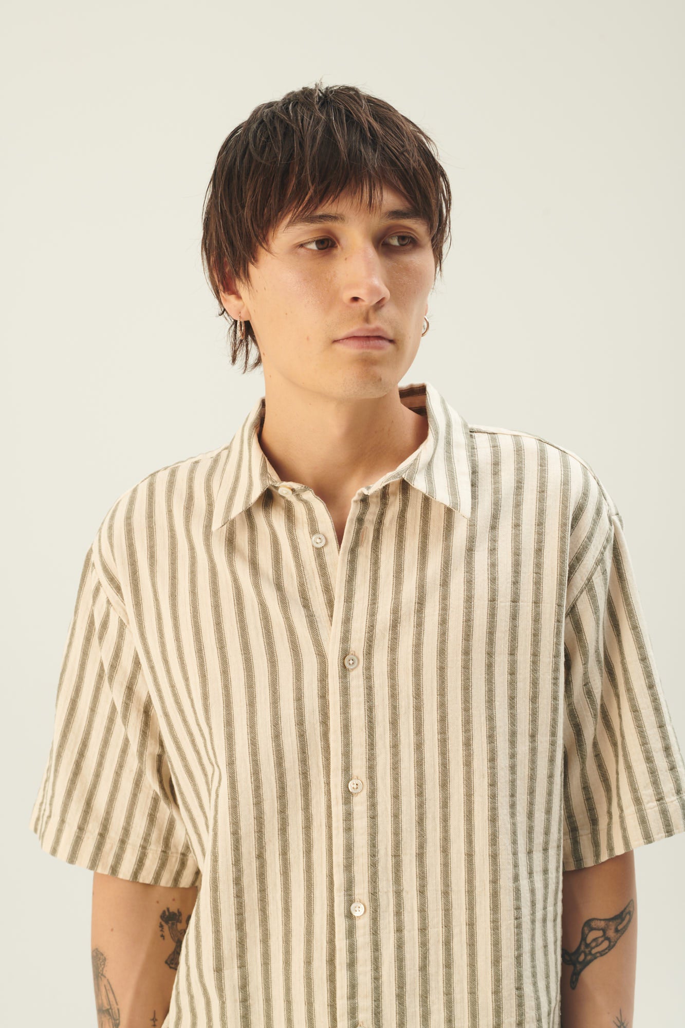 Rue de Tokyo SILVIO COTTON LINEN STRIPE SHIRTS