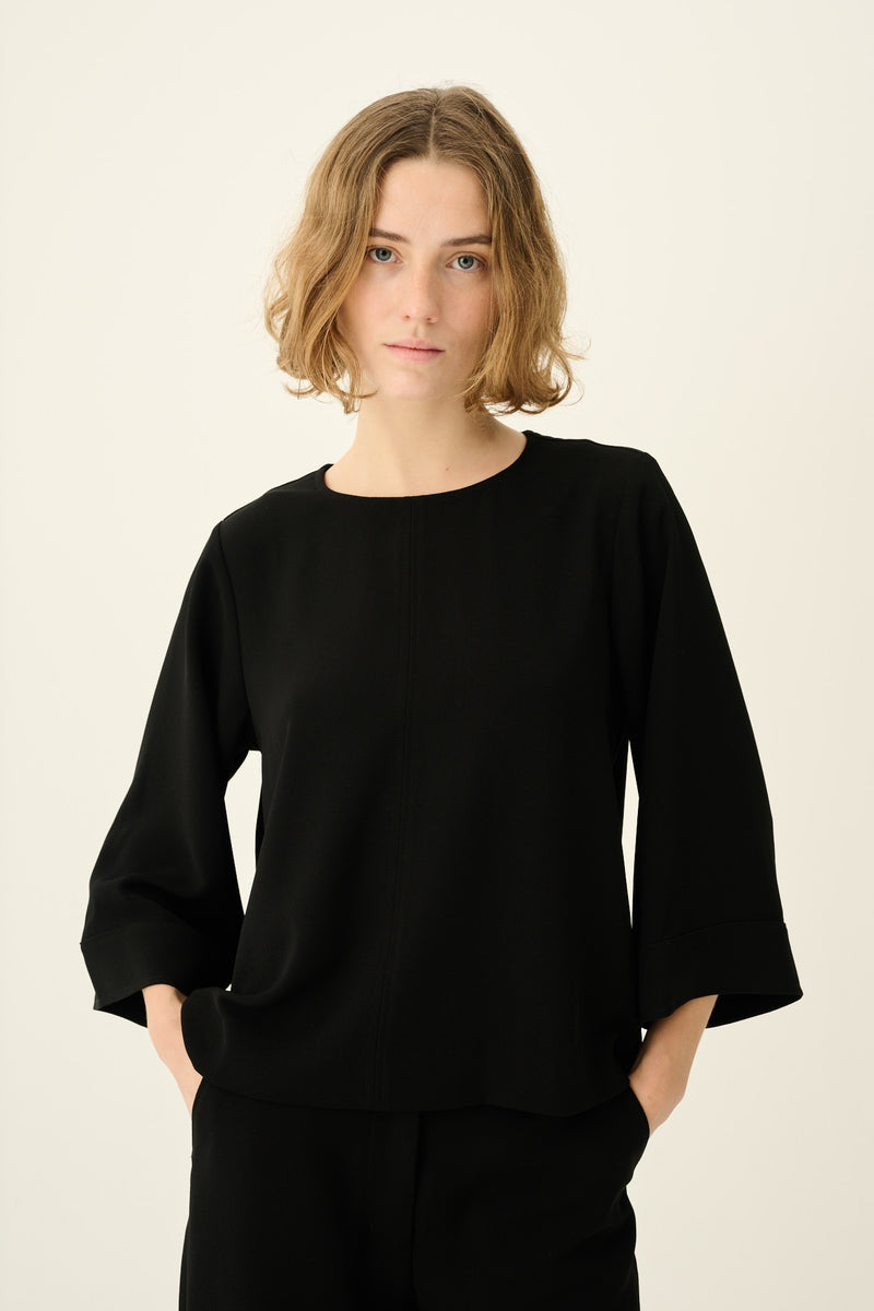 Rue de Tokyo SIMAKO RECYCLED HEAVY CREPE SHIRTS BLACK