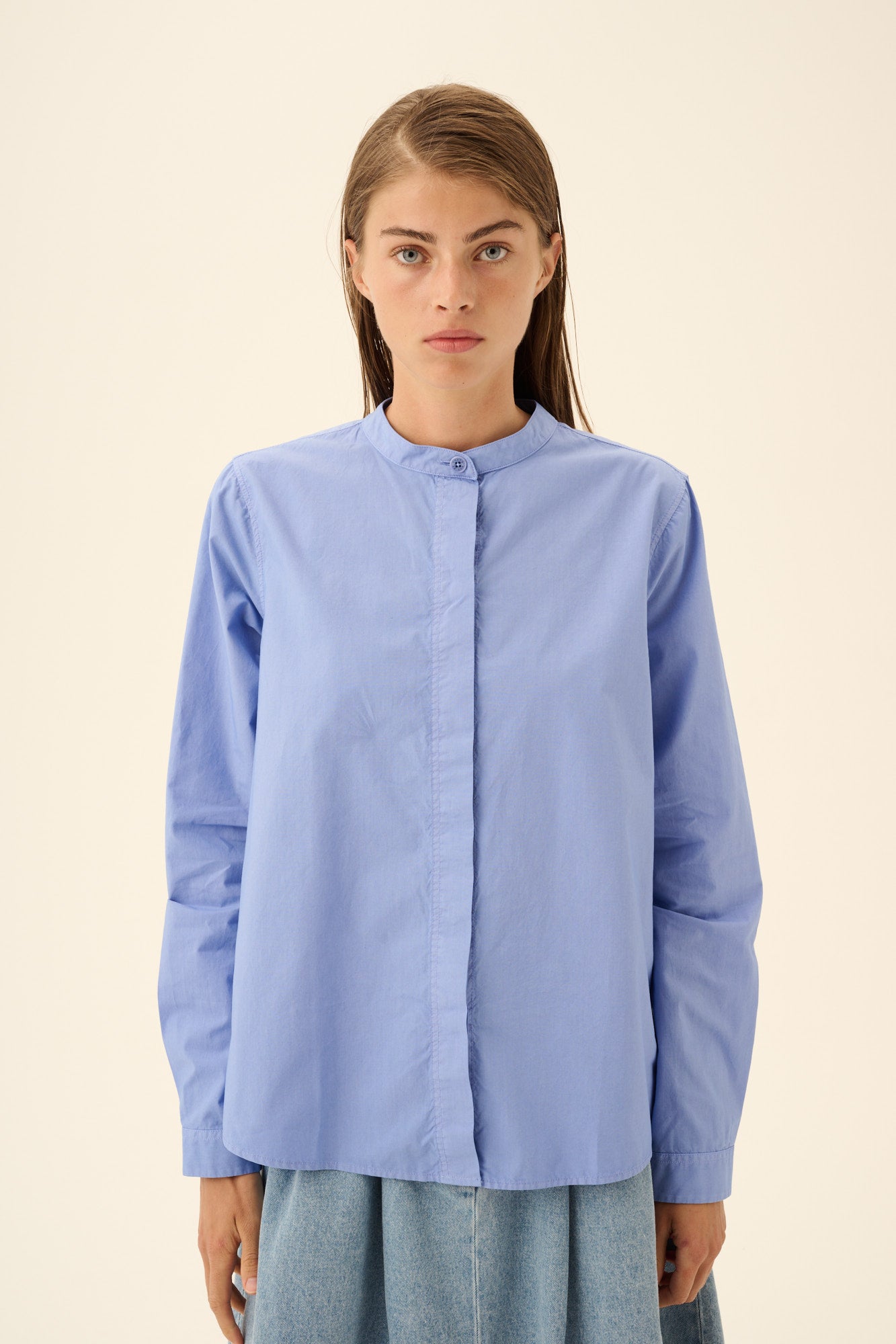 Rue de Tokyo SOFIE GARMENT DYED POPLIN Shirts BLUE BONNET
