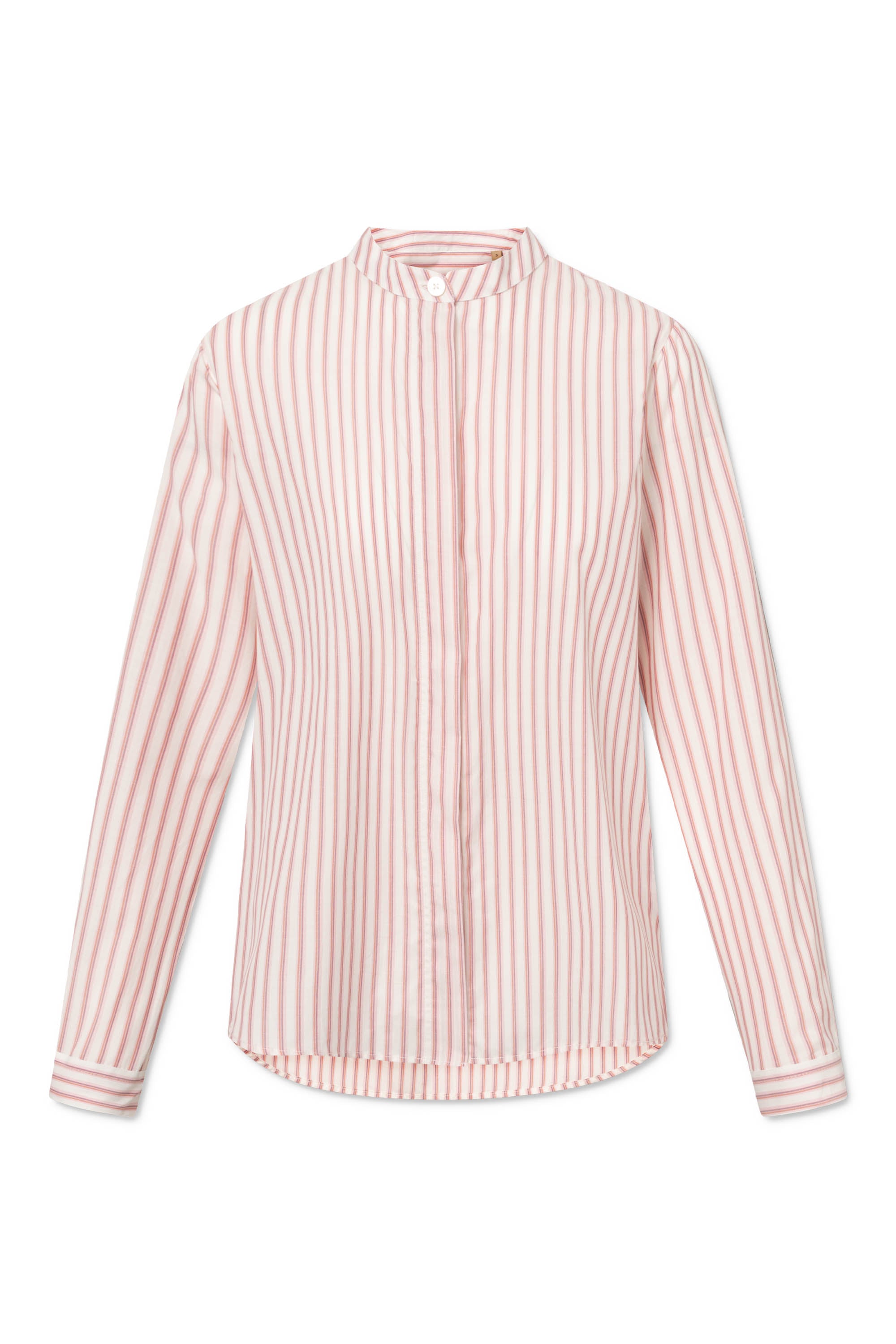 Rue de Tokyo SOFIE PATTERNED COTTON SILK Shirts RED PINK STRIPE