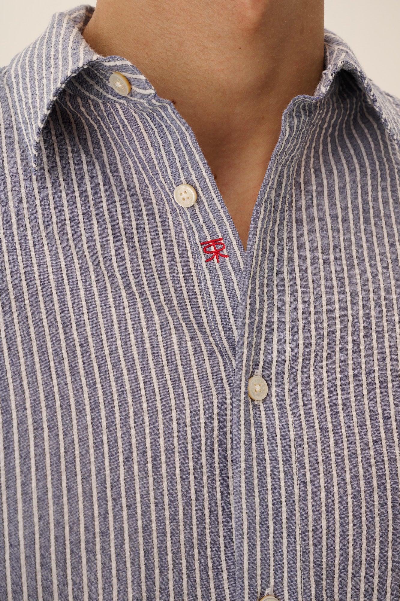 Rue de Tokyo SPERO STRIPED SEERSUCKER Shirts FADED BLUE
