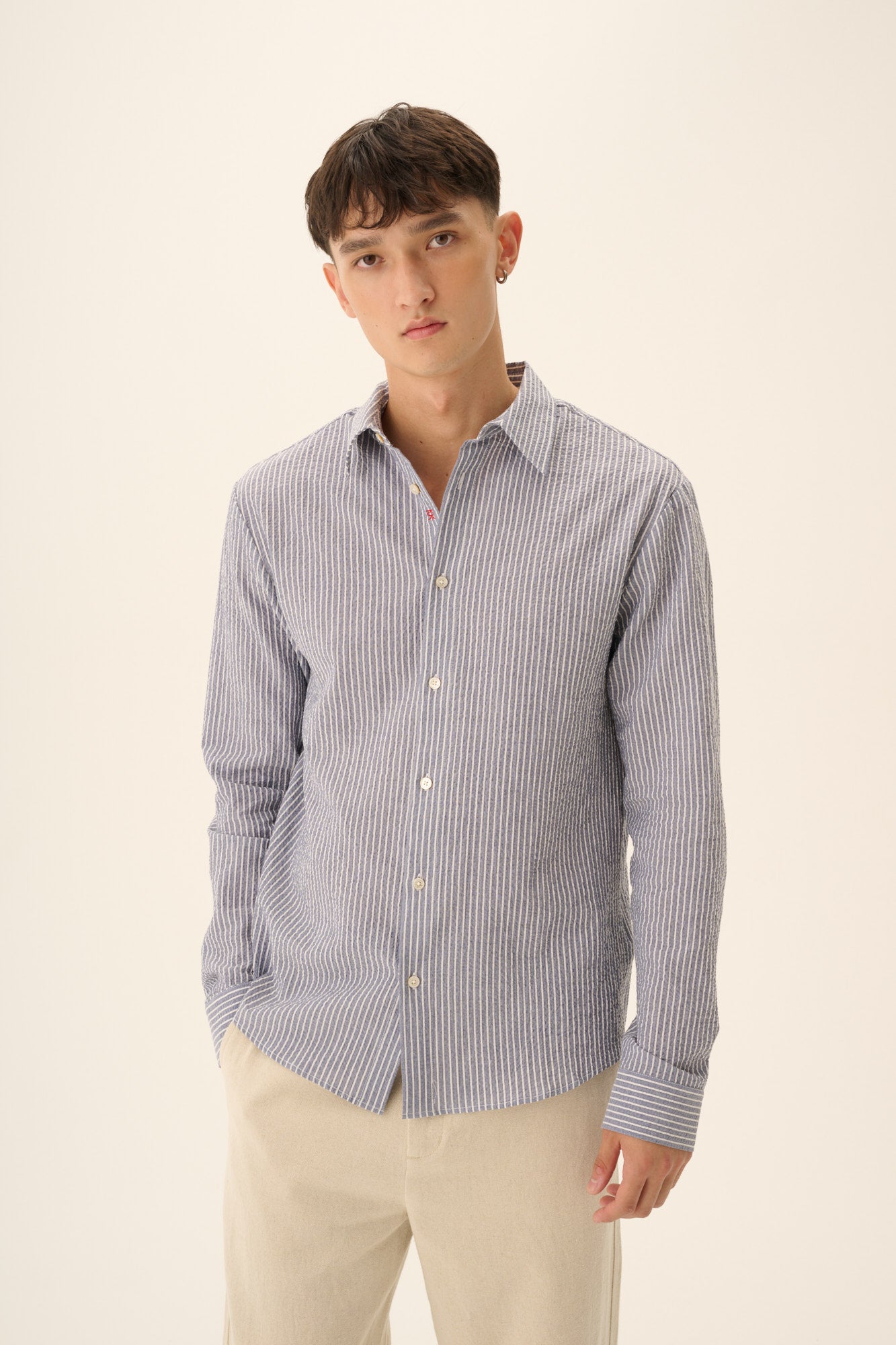 Rue de Tokyo SPERO STRIPED SEERSUCKER Shirts FADED BLUE