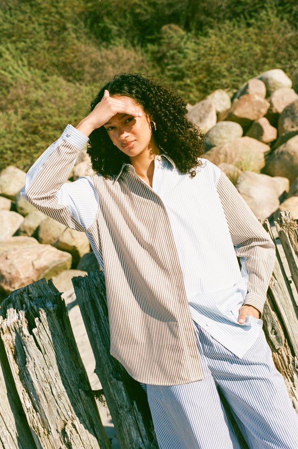 Rue de Tokyo STELLA MULTI-STRIPE Shirts BROWN