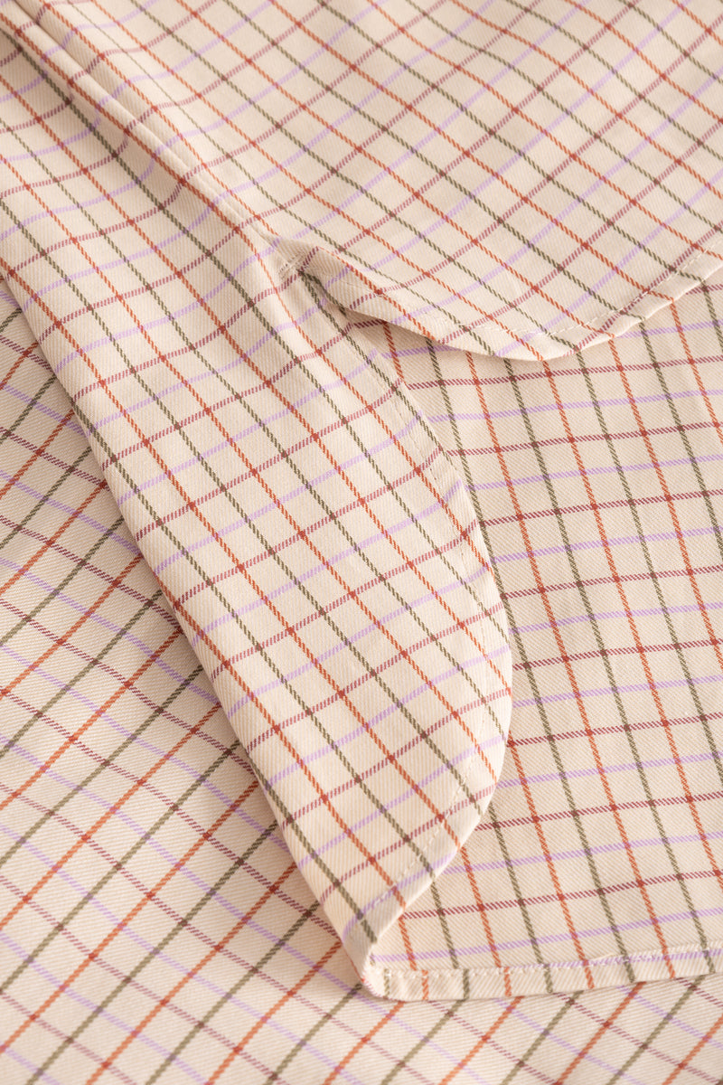 Rue de Tokyo STINE CHECK COTTON SHIRTS BEIGE/GREEN/ORANGE CHECK