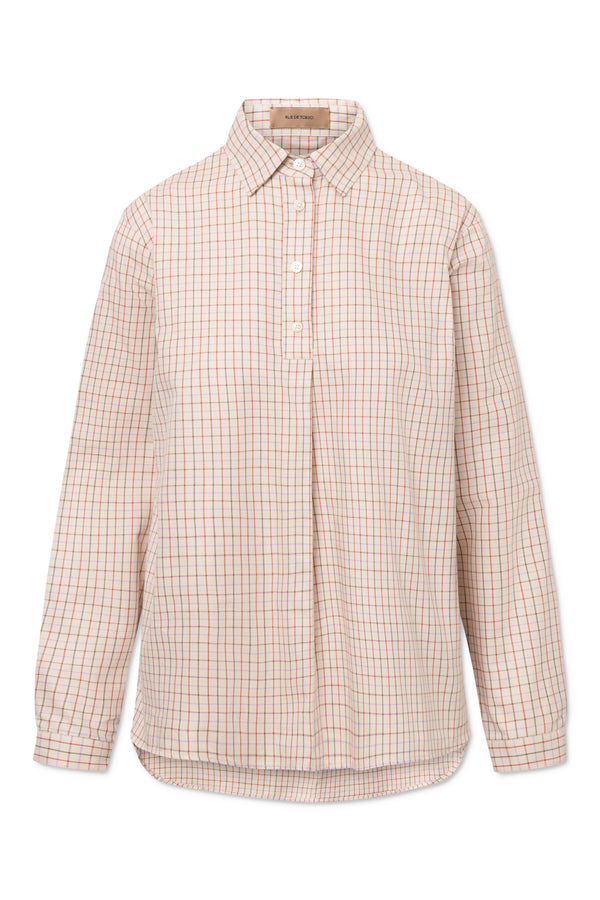 Rue de Tokyo STINE CHECK COTTON SHIRTS BEIGE/GREEN/ORANGE CHECK