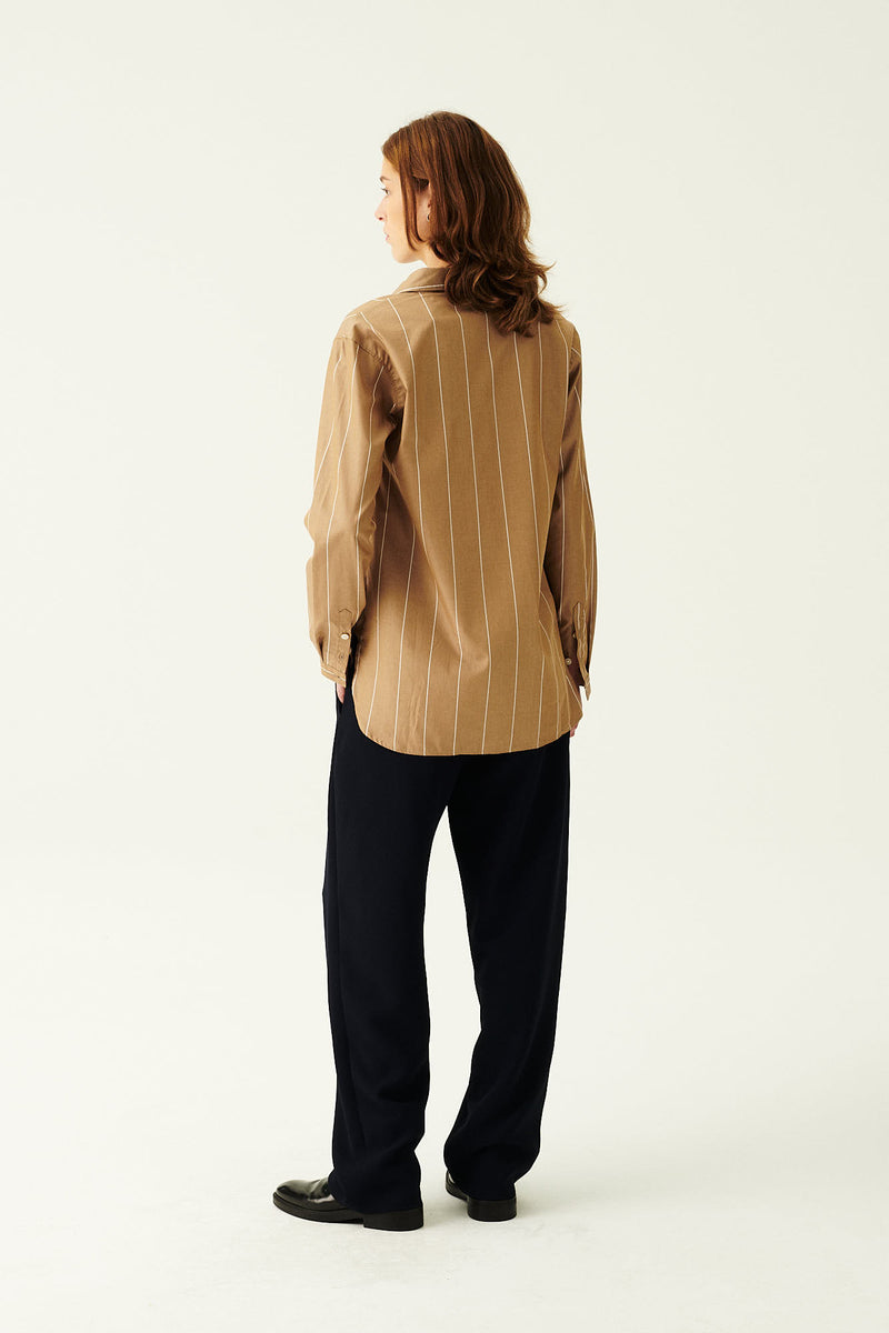 Rue de Tokyo STINE SHIRT BROWN STRIPE SHIRTS BROWN STRIPE