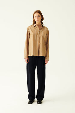 Rue de Tokyo STINE SHIRT BROWN STRIPE SHIRTS BROWN STRIPE