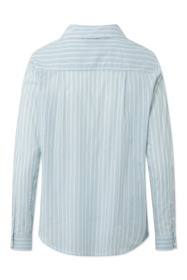 Rue de Tokyo SUE STRIPED LIGHT COTTON SHIRTS DUSTY GREEN STRIPE