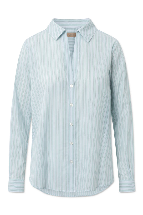 Rue de Tokyo SUE STRIPED LIGHT COTTON SHIRTS DUSTY GREEN STRIPE