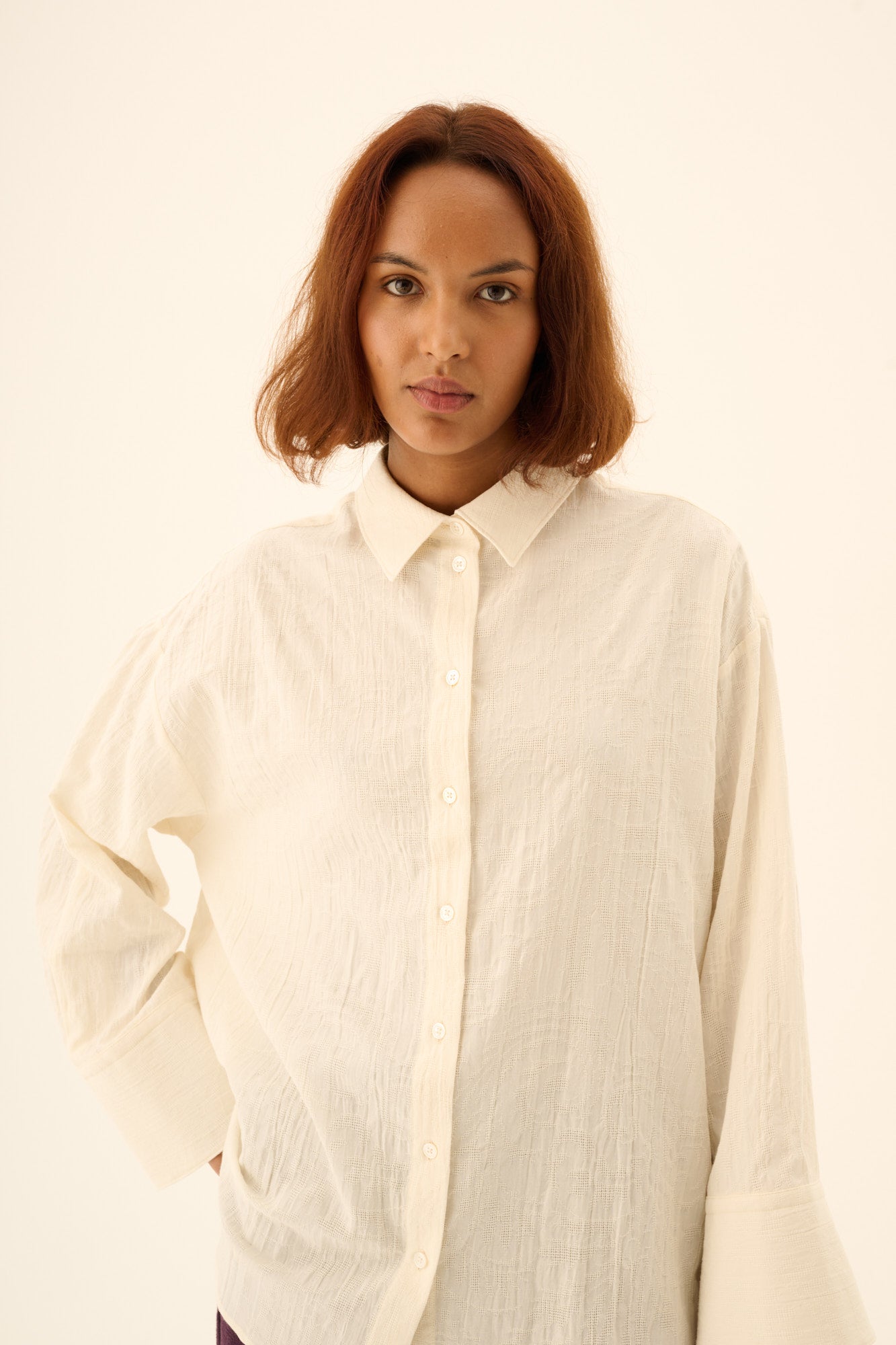 Rue de Tokyo SUMIKO LIGHT JACQUARD Shirts EGGSHELL