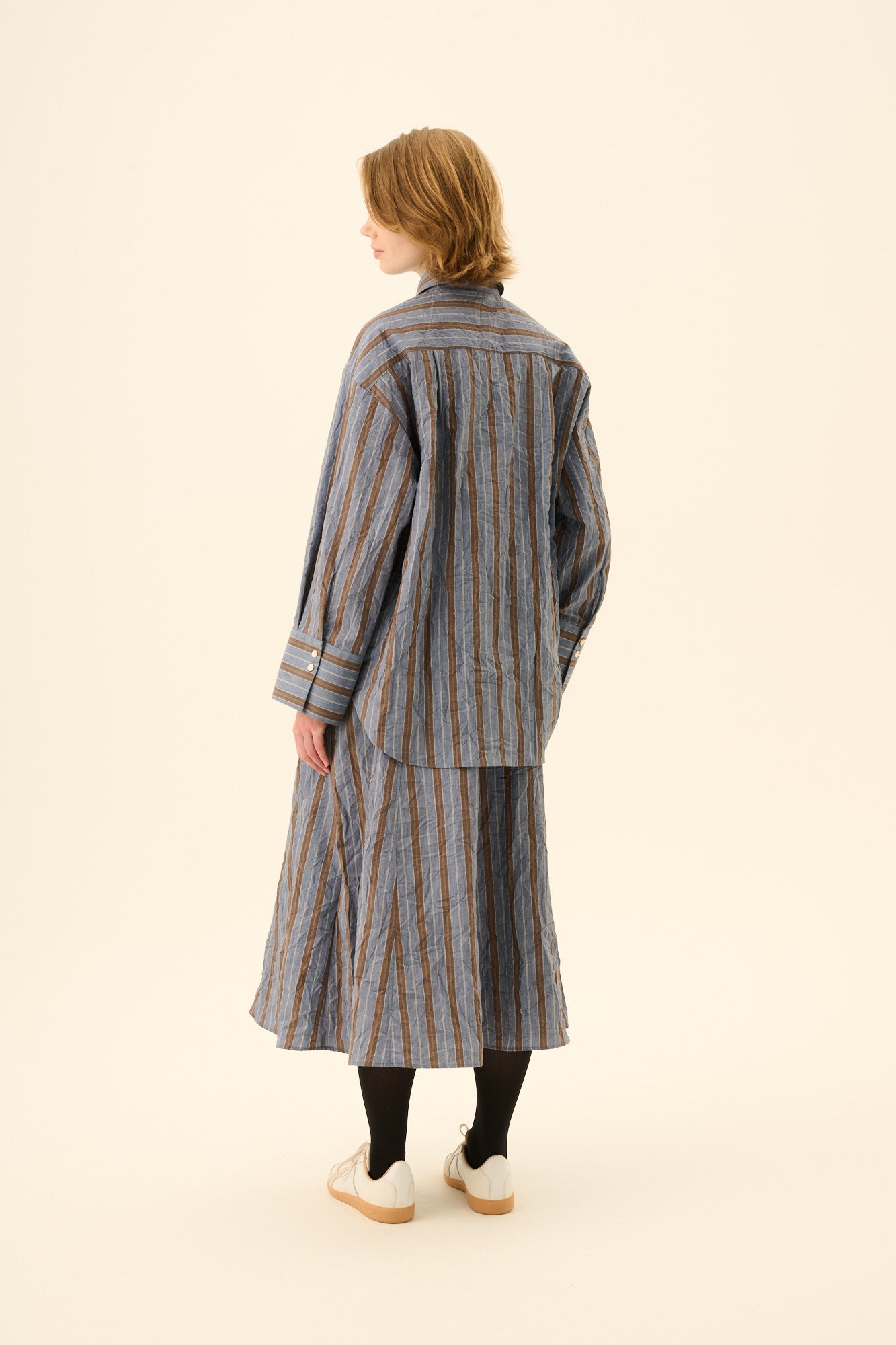 Rue de Tokyo SUMIKO MELANGE STRIPE Shirts BROWN/BLUE