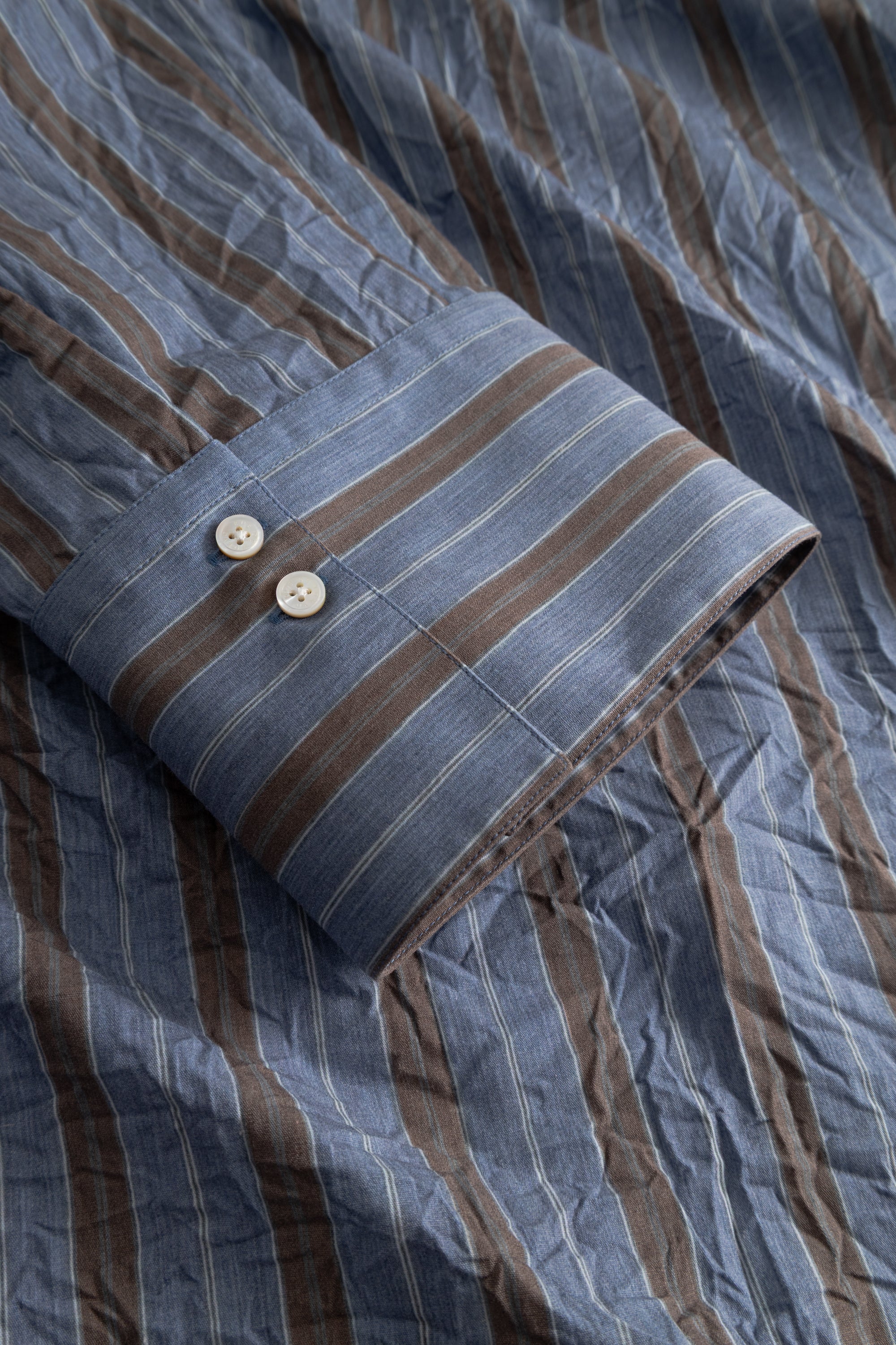Rue de Tokyo SUMIKO MELANGE STRIPE Shirts BROWN/BLUE