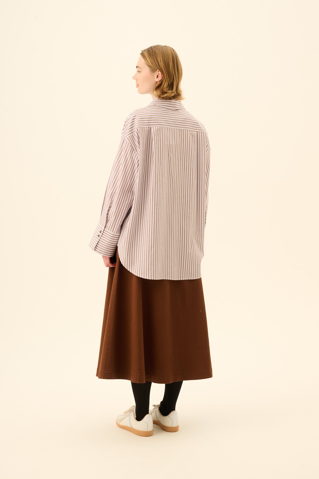 Rue de Tokyo SUMIKO TRIPLE STRIPE Shirts BROWN/PURPLE/WHITE