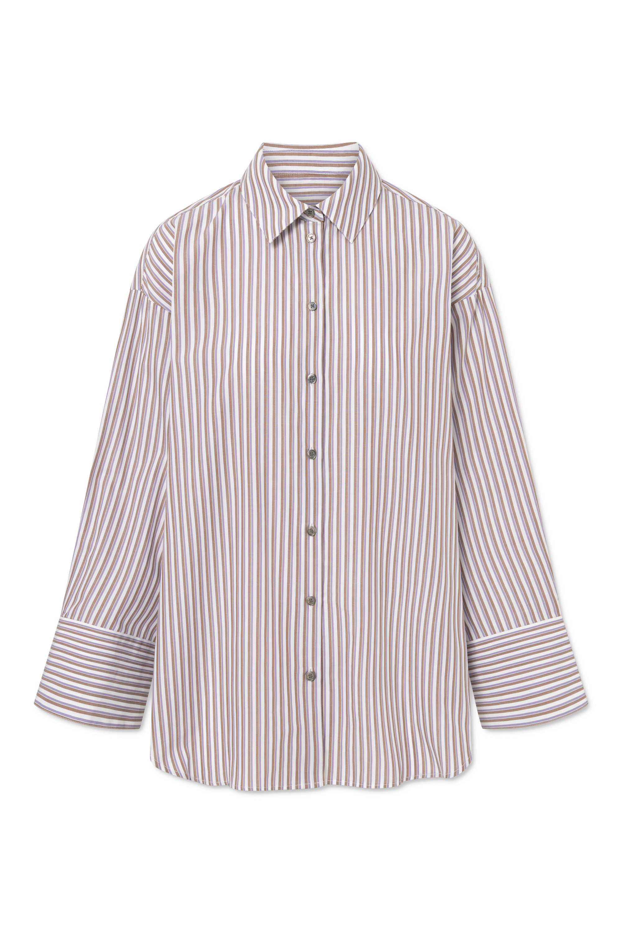 Rue de Tokyo SUMIKO TRIPLE STRIPE Shirts BROWN/PURPLE/WHITE