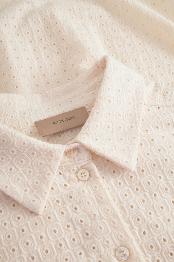 Rue de Tokyo SUNA EMBROIDERY COTTON SHIRTS OFF WHITE