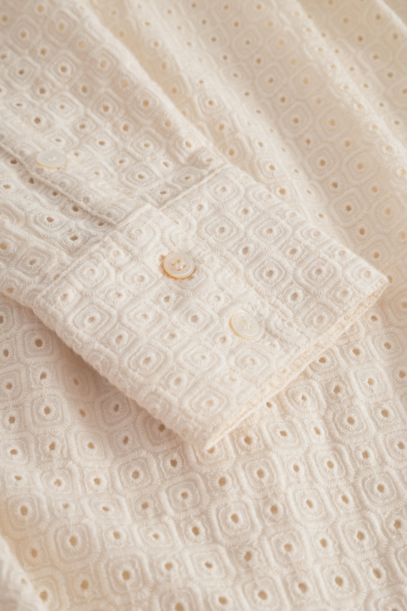 Rue de Tokyo SUNA EMBROIDERY COTTON SHIRTS OFF WHITE