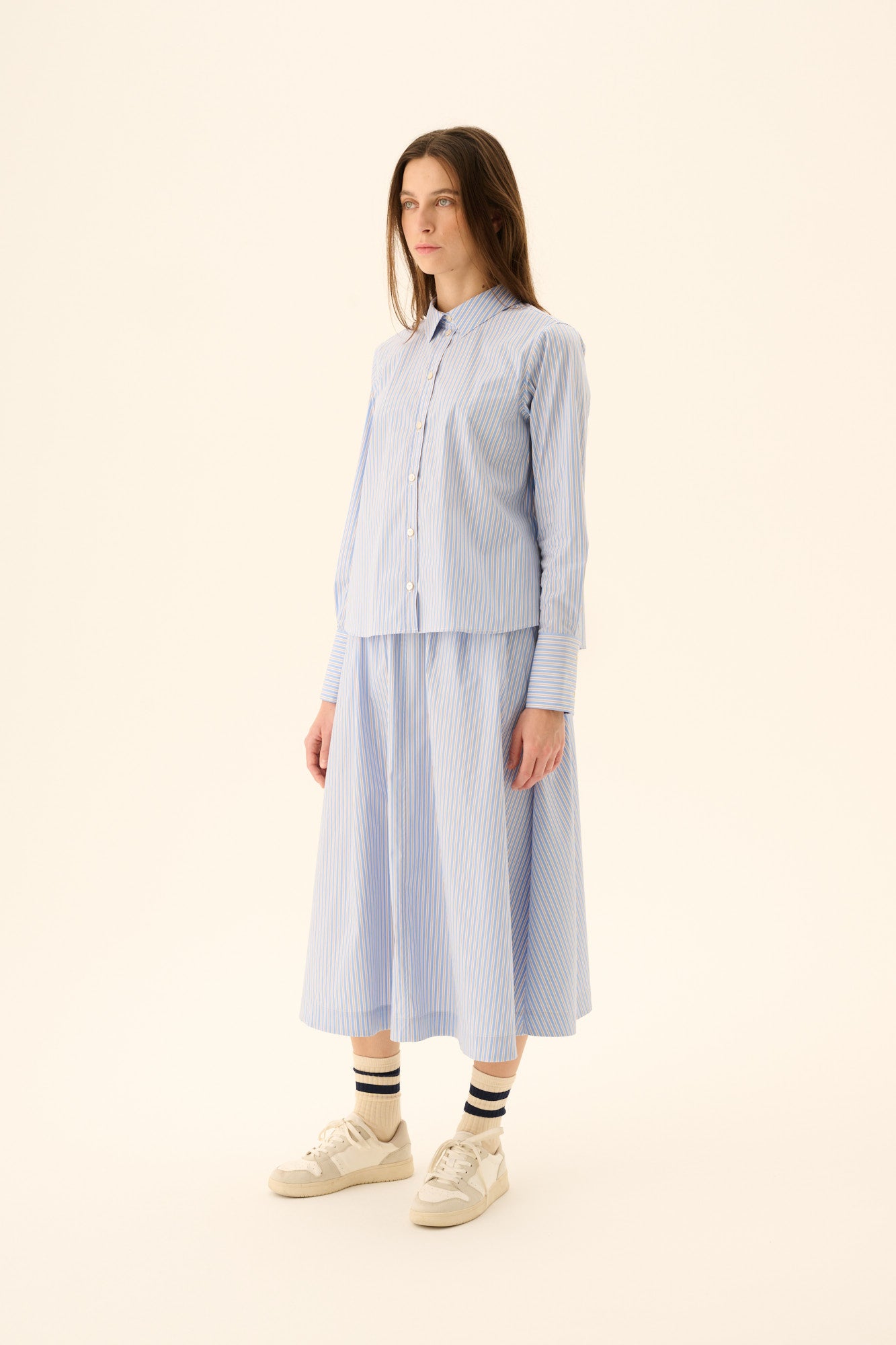 Rue de Tokyo SYLINA DOUBLE STRIPE Shirts BLUE BROWN STRIPE