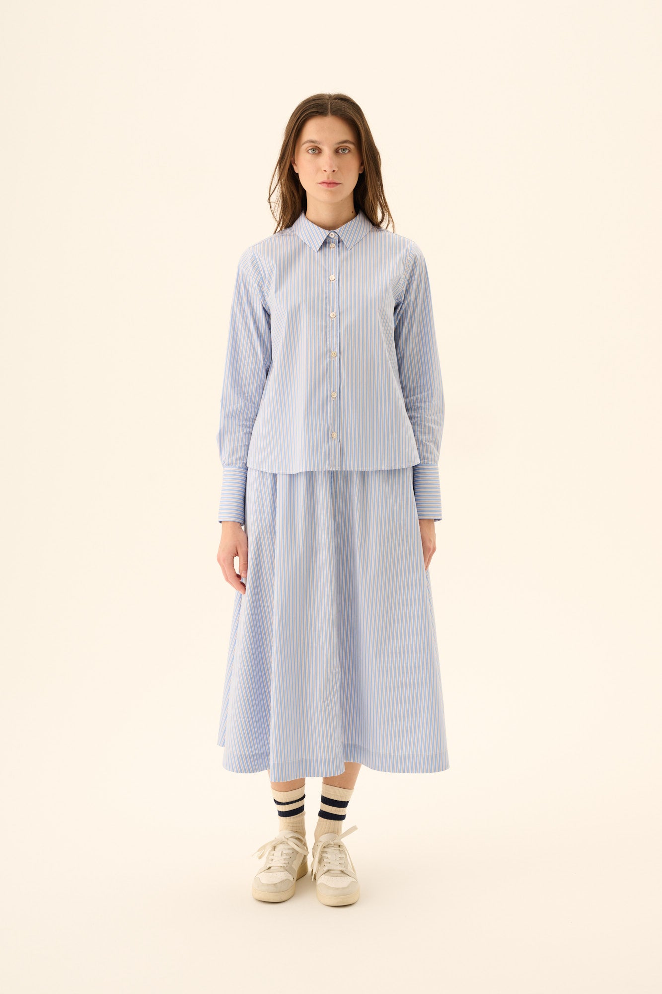 Rue de Tokyo SYLINA DOUBLE STRIPE Shirts BLUE BROWN STRIPE