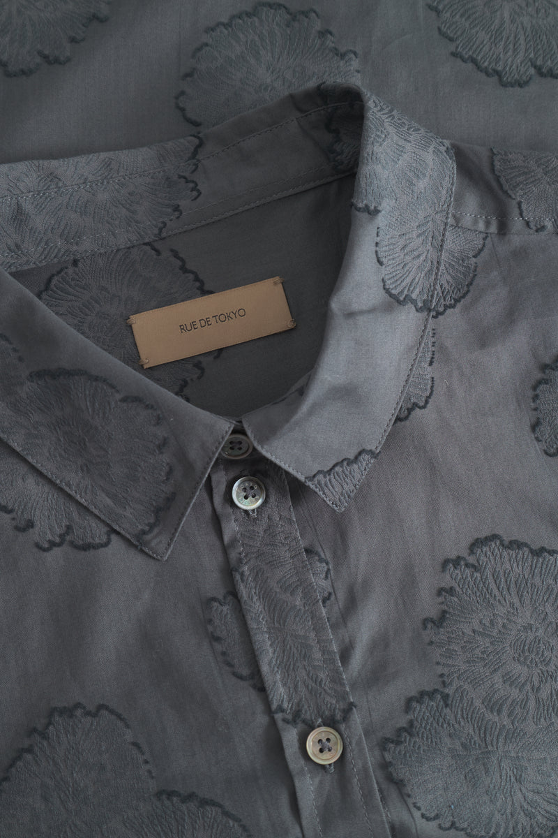 Rue de Tokyo SYLINA JAPANESE FLOWER JACQUARD SHIRTS DARK GREY FLOWER