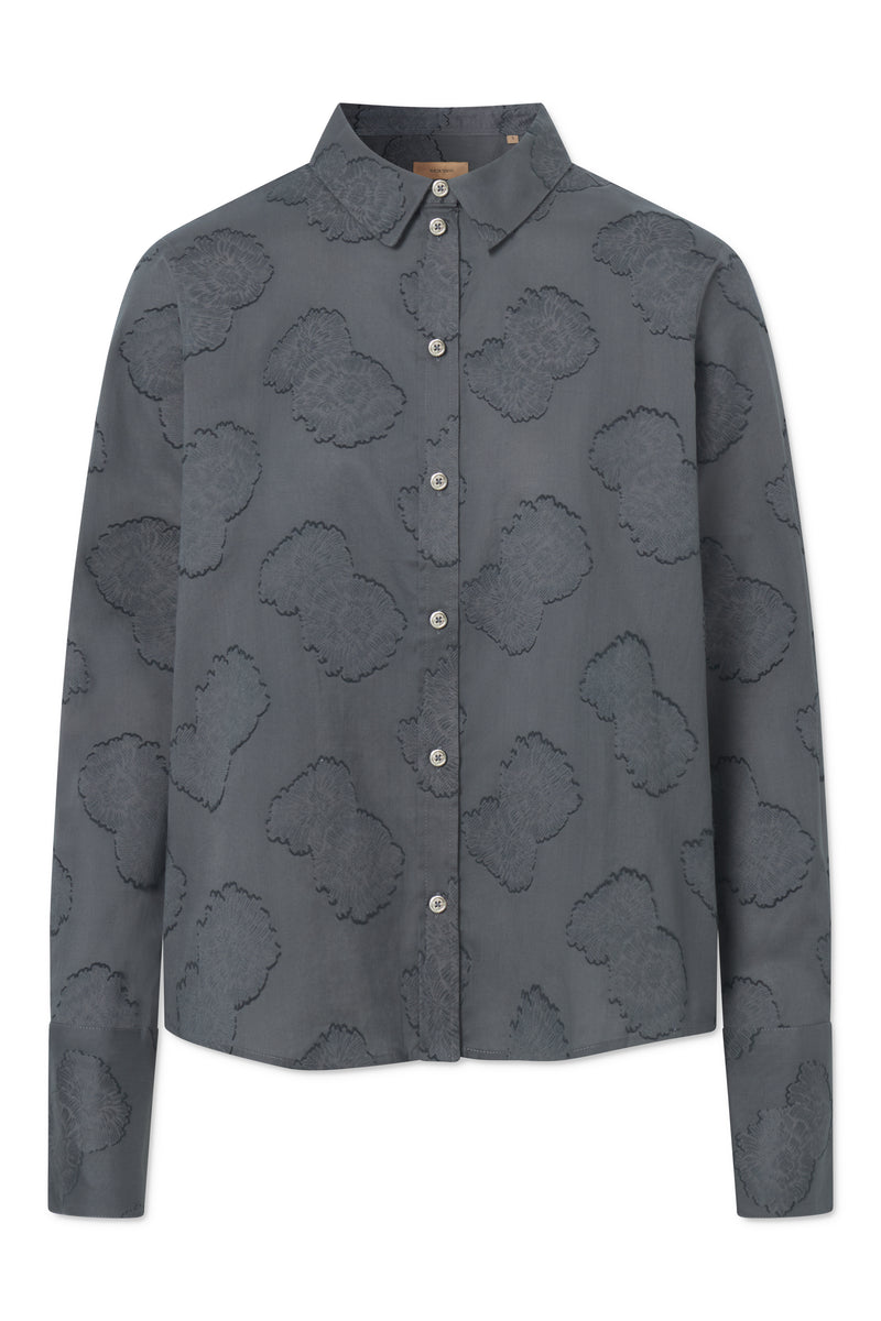 Rue de Tokyo SYLINA JAPANESE FLOWER JACQUARD SHIRTS DARK GREY FLOWER