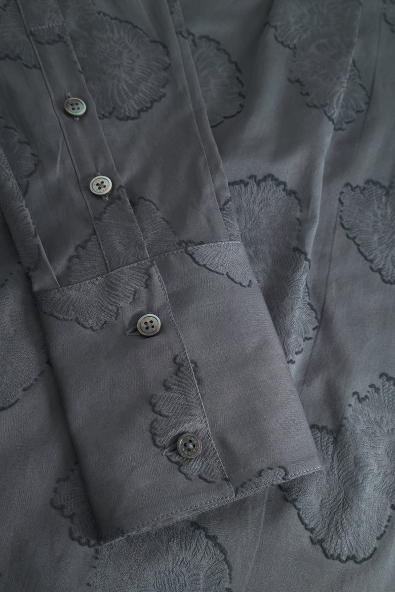 Rue de Tokyo SYLINA JAPANESE FLOWER JACQUARD SHIRTS DARK GREY FLOWER